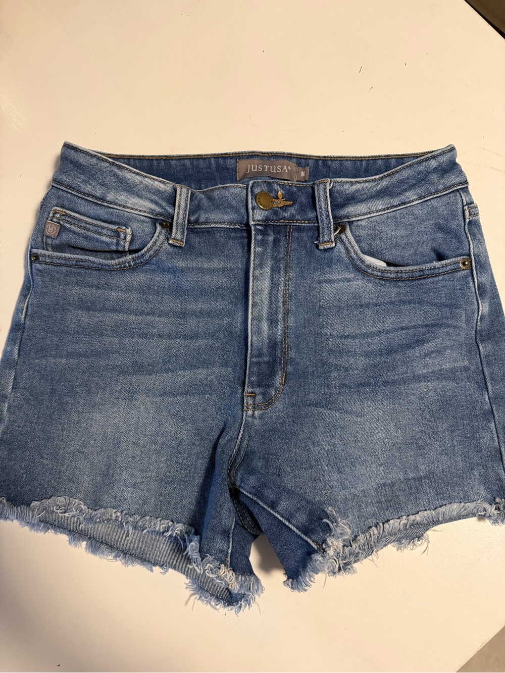 Just USA Light Blue Distressed Denim Cutoff Shorts